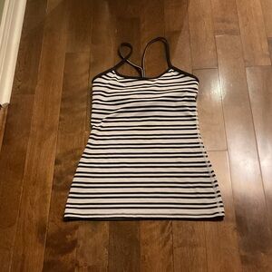 Lululemon Athletica Striped Black and White Fitted Tank Top